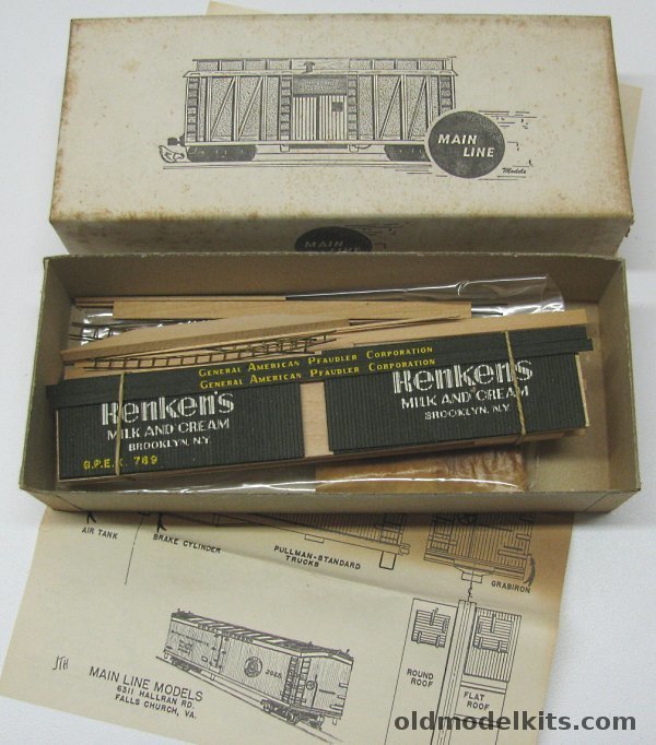 Main Line Models HO HO 50' Wooden Express Reefer (Refrigerator Car) - Renken's Milk and Cream Craftsman Kit plastic model kit